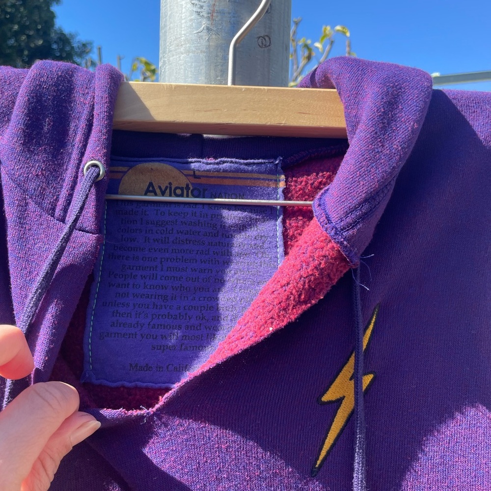 Aviator Nation Purple to Pink Ombre Lightning Bolt Hoodie - Picture 6 of 8